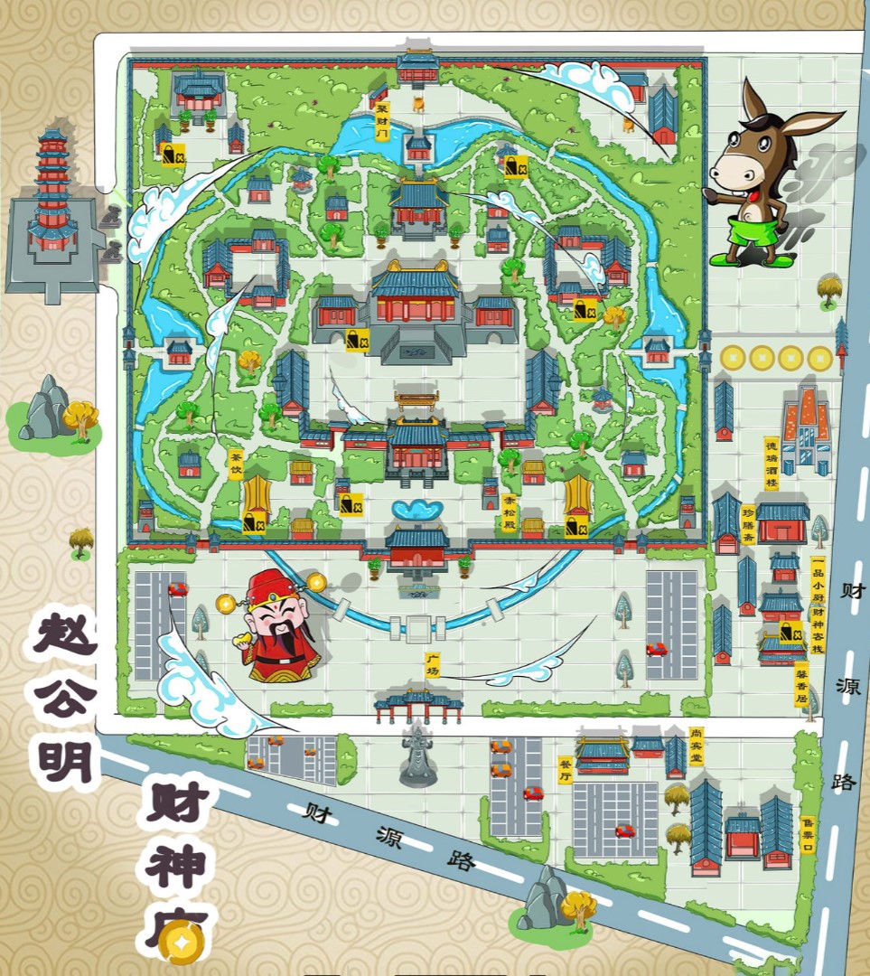 清河门寺庙类手绘地图